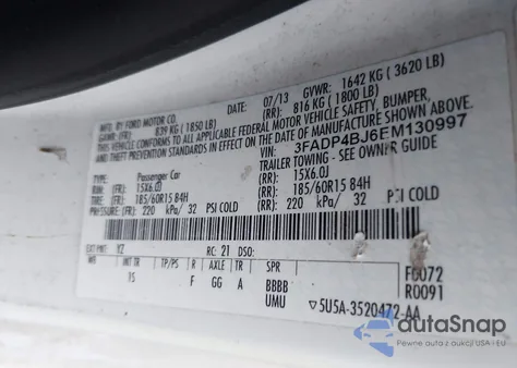 2014 Ford Fiesta Se из США, поврежденный, VIN 3FADP4BJ6EM130997